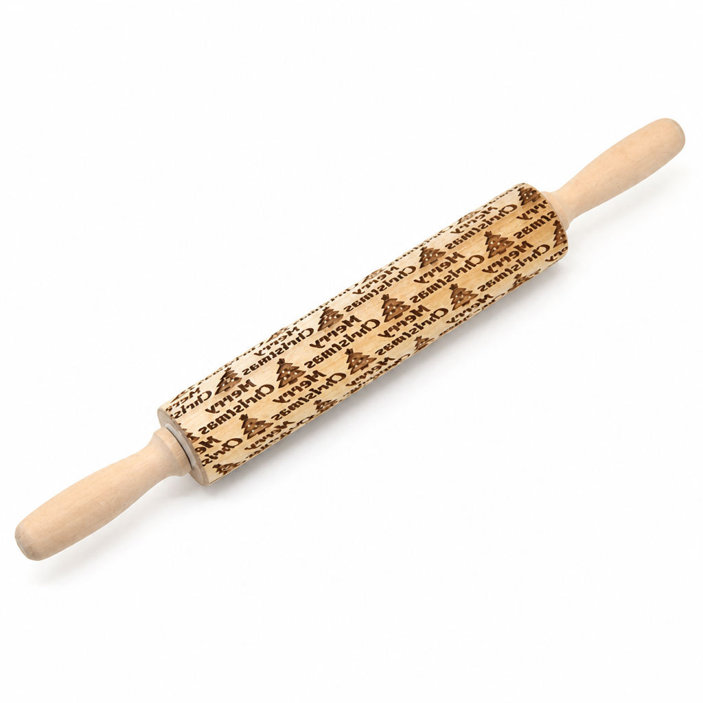 Cookie Rolling Pin Solid Wood Embossed Motifs 43 Cm