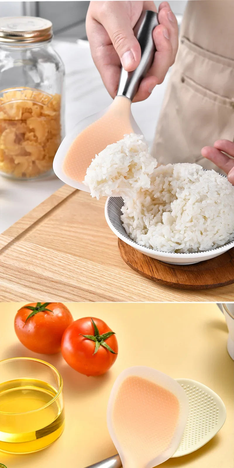 Cooking Spoon Food-Grade Silicone Nonstick & Heat-Resistant Handle