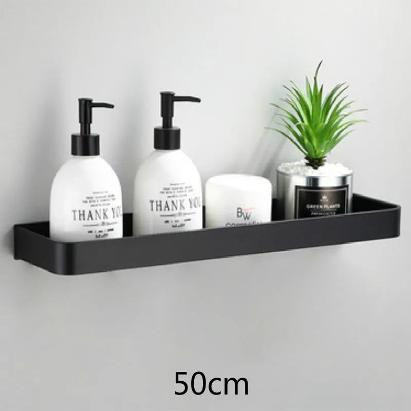Corner Shower Shelf Drill-Free Matte Black Aluminum 3-Tier