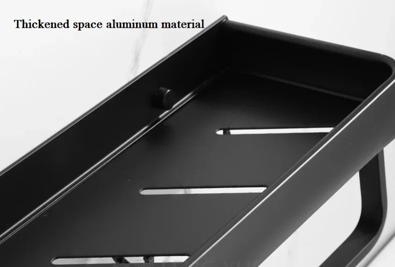 Corner Shower Shelf Drill-Free Matte Black Aluminum 3-Tier