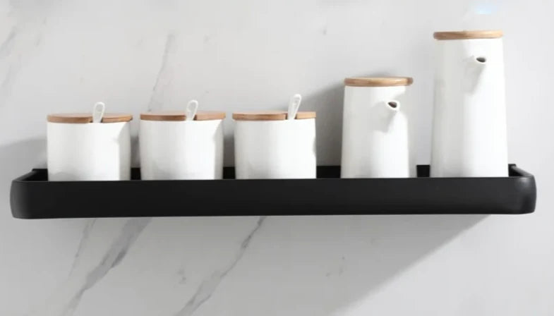 Corner Shower Shelf Drill-Free Matte Black Aluminum 3-Tier