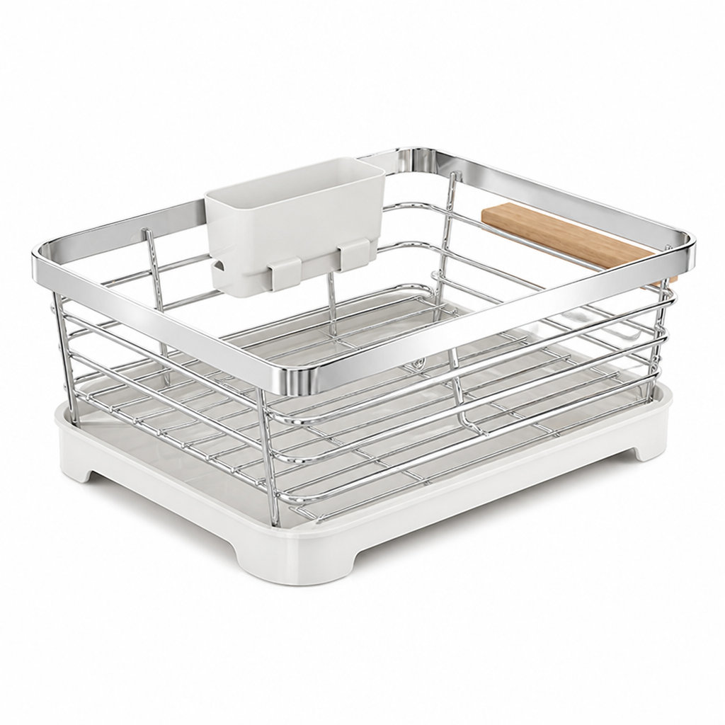 Countertop Dish Rack Space-Saving Open Mesh & Cutlery Holder