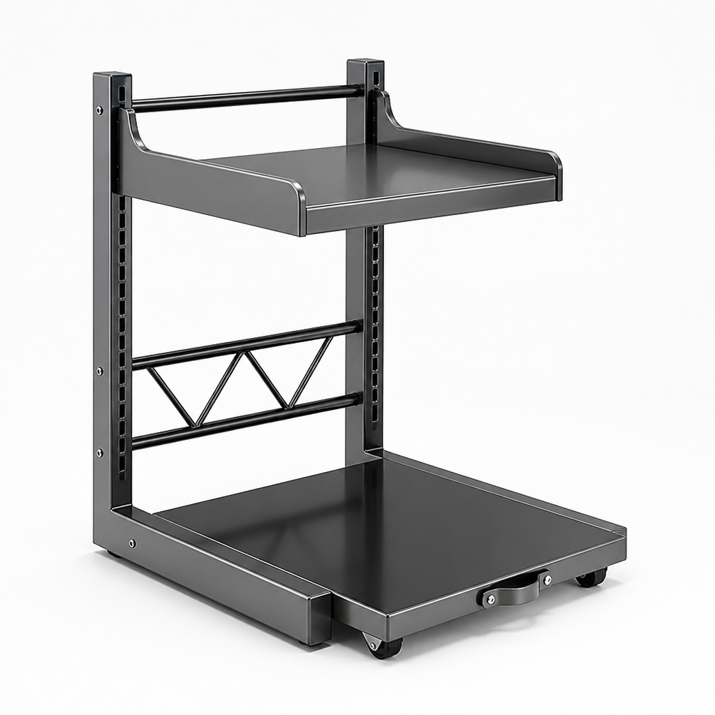 Countertop Kitchen Shelf Height-Adjustable Two-Tier Wheels & Brakes