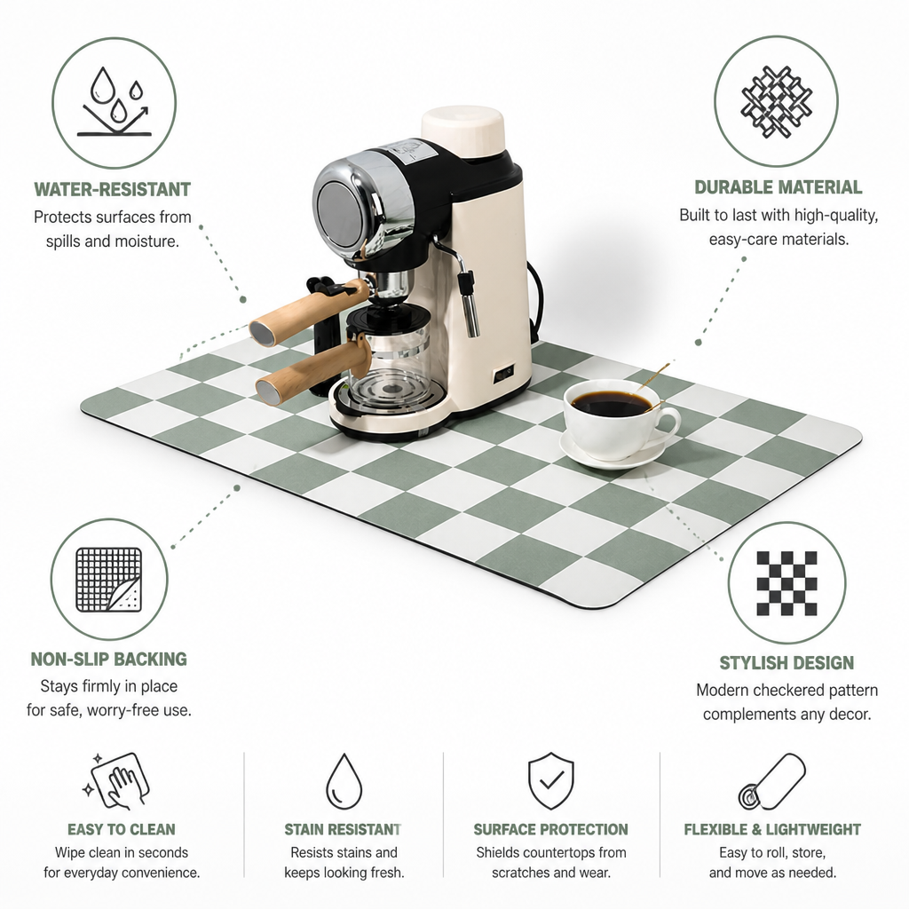 Countertop Protector Mat Checkered Water-Resistant & Non-Slip Backing