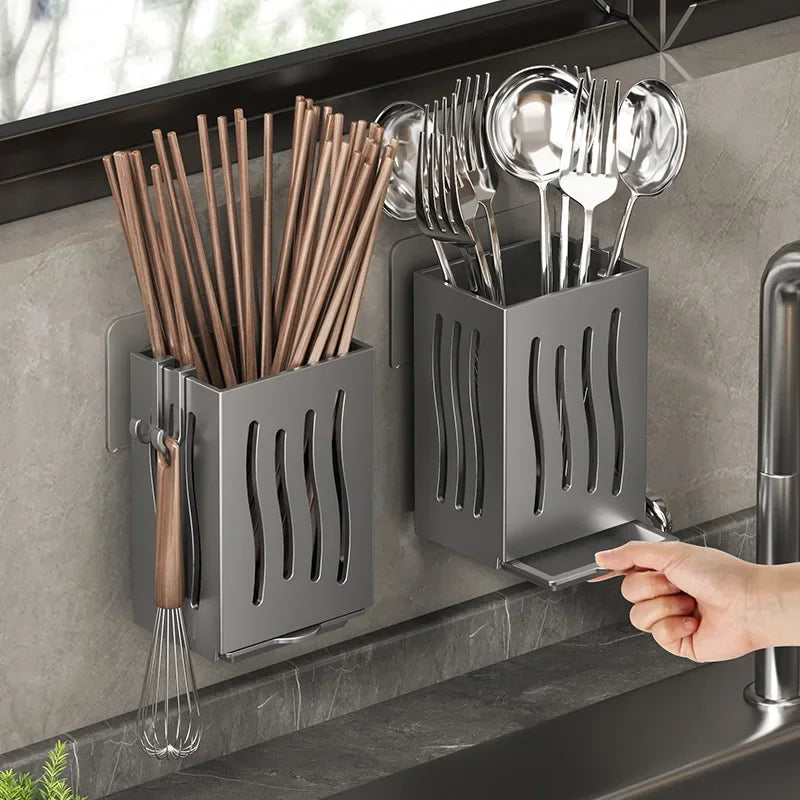 Cutlery Organizer Wall-Mounted Built In Drain