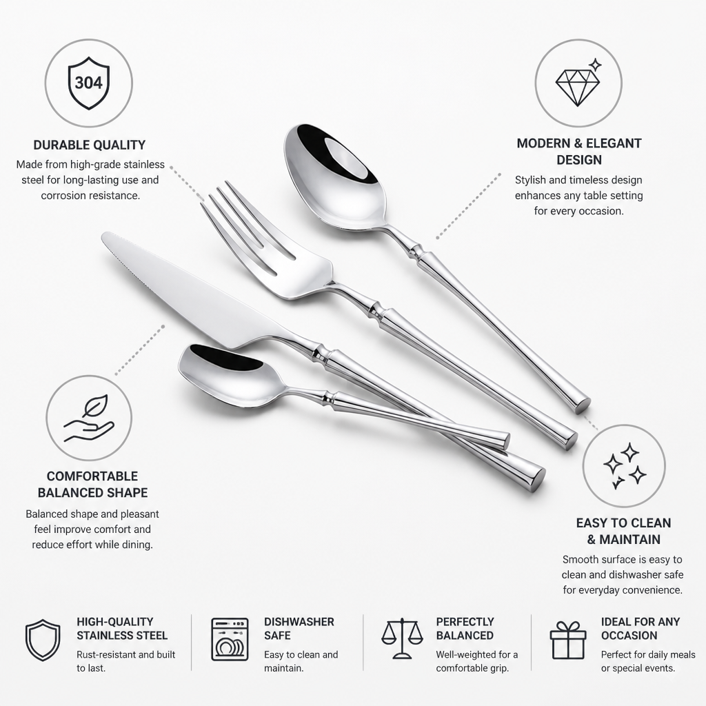 Cutlery Set Stainless Steel Balanced Grip