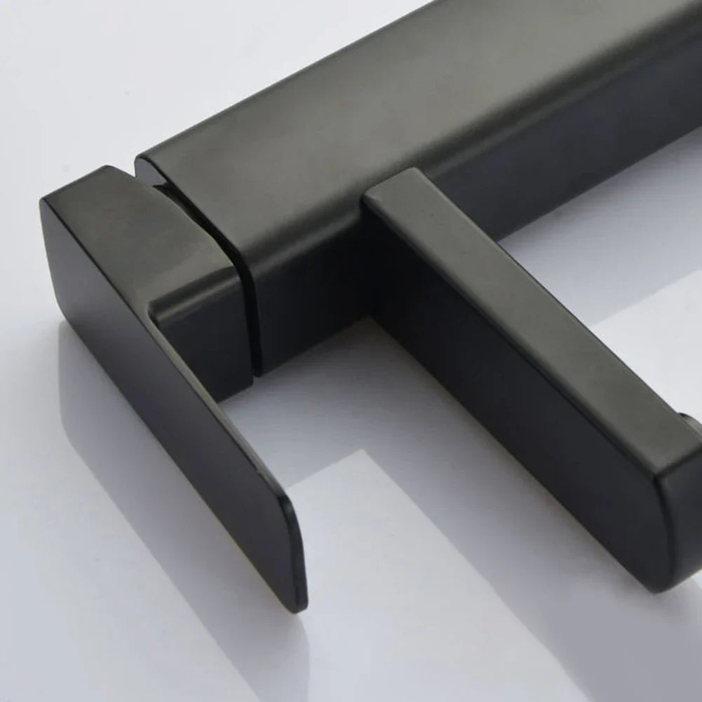 Deck-Mounted Faucet Black & Chrome Ceramic Valve