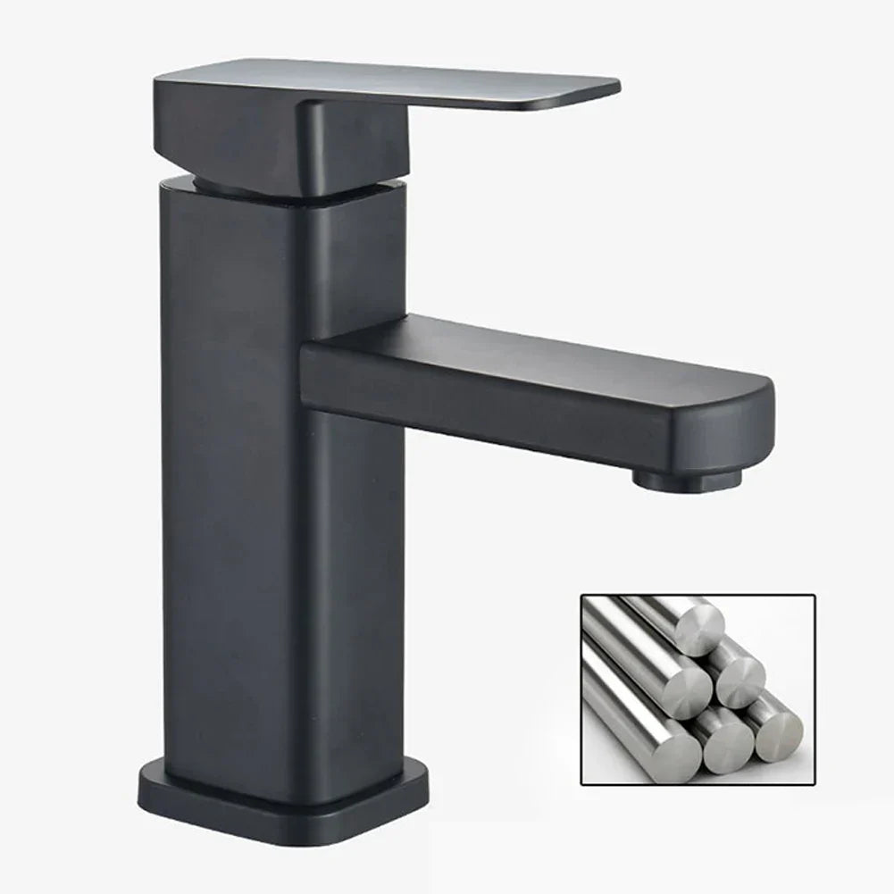 Deck-Mounted Faucet Black & Chrome Ceramic Valve