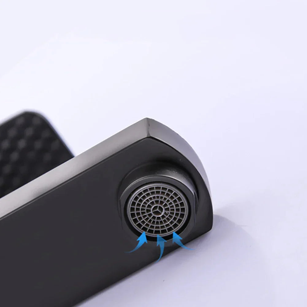 Deck-Mounted Faucet Black & Chrome Ceramic Valve