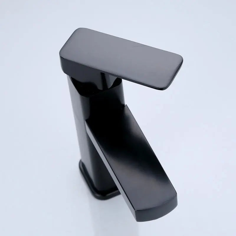 Deck-Mounted Faucet Black & Chrome Ceramic Valve