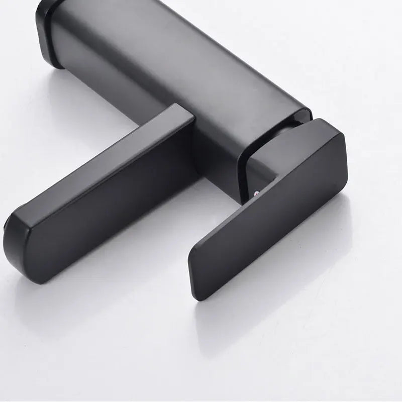 Deck-Mounted Faucet Black & Chrome Ceramic Valve