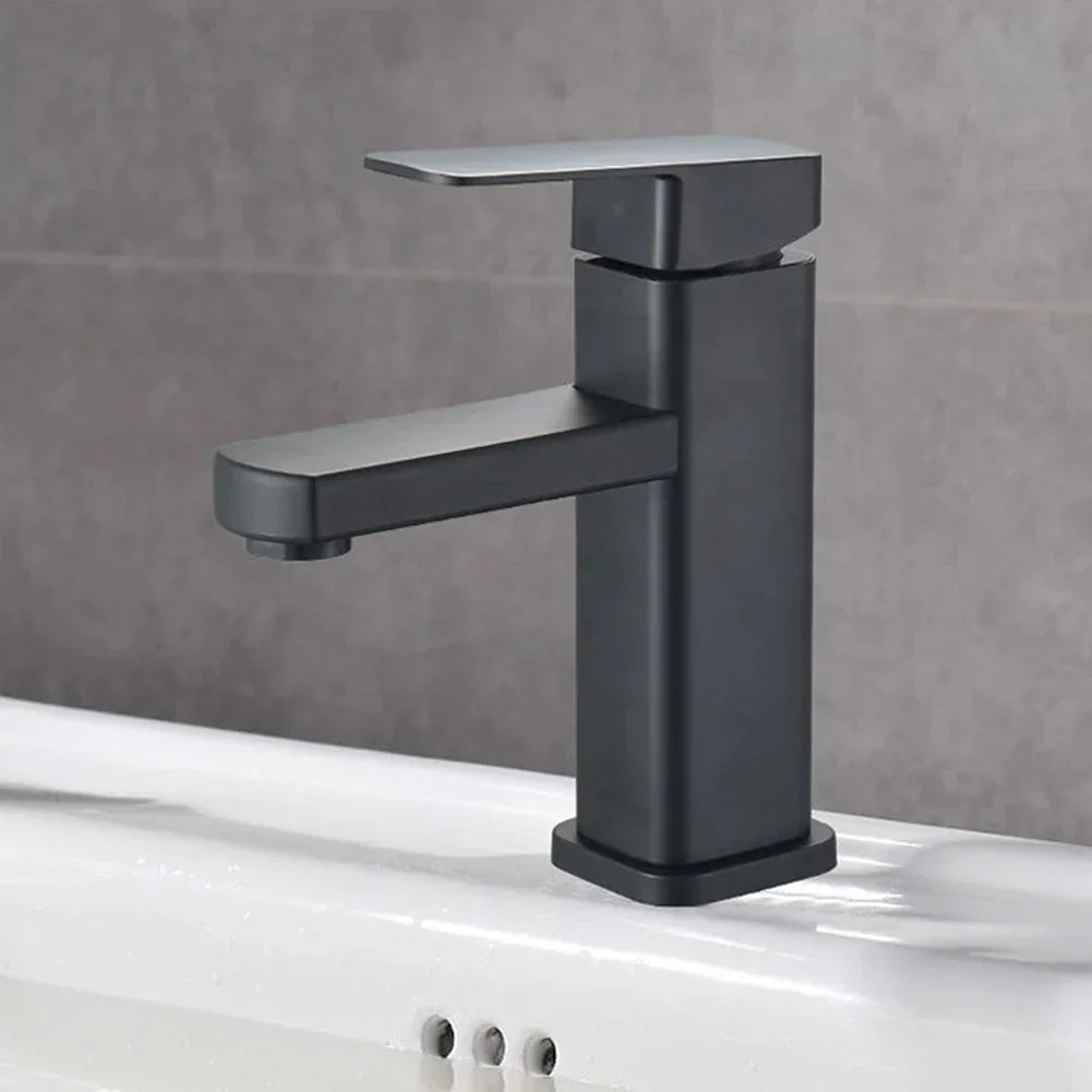 Deck-Mounted Faucet Black & Chrome Ceramic Valve
