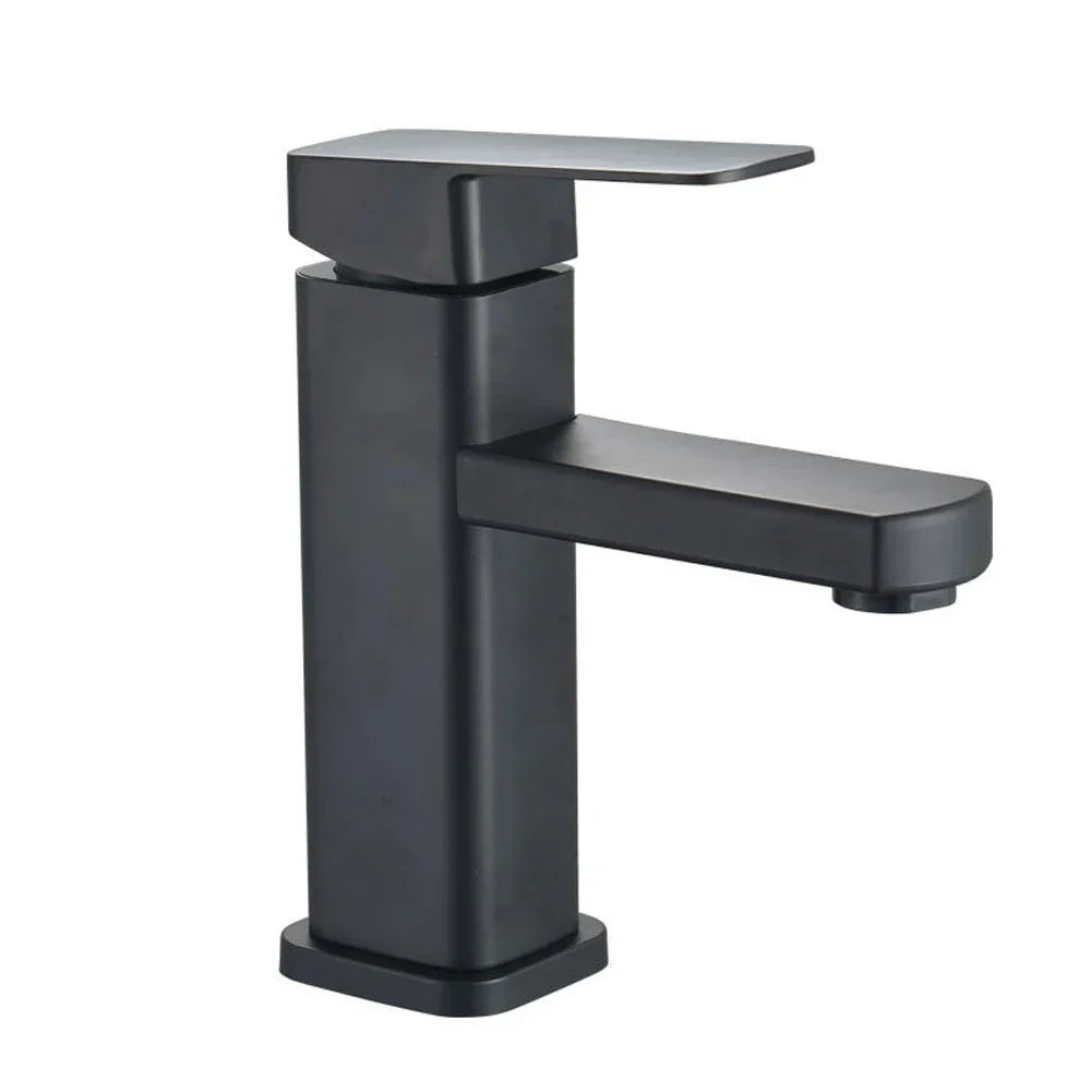 Deck-Mounted Faucet Black & Chrome Ceramic Valve