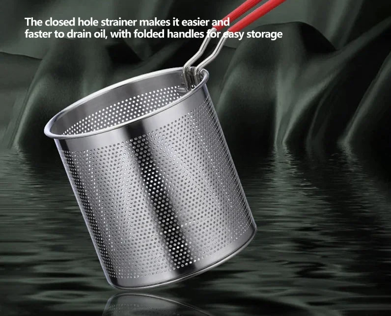 Deep Fryer Pan Oil-Saving 304 Stainless Steel Basket Included