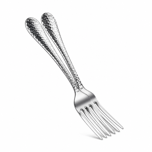 Dessert Fork Stainless Steel Hammered Pattern Dishwasher Safe