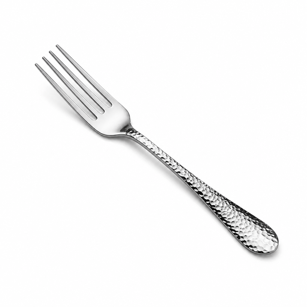 Dessert Fork Stainless Steel Hammered Pattern Dishwasher Safe