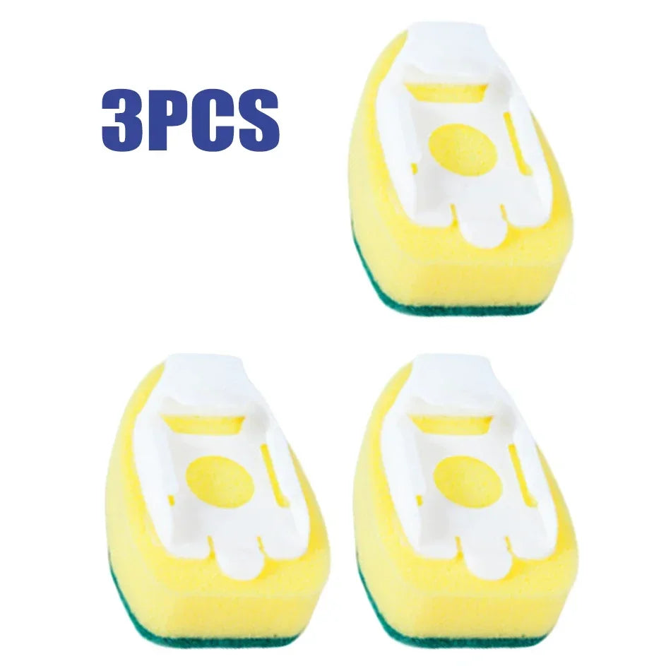 Dish Brush Refillable Push-Button & Non-Scratch Sponges
