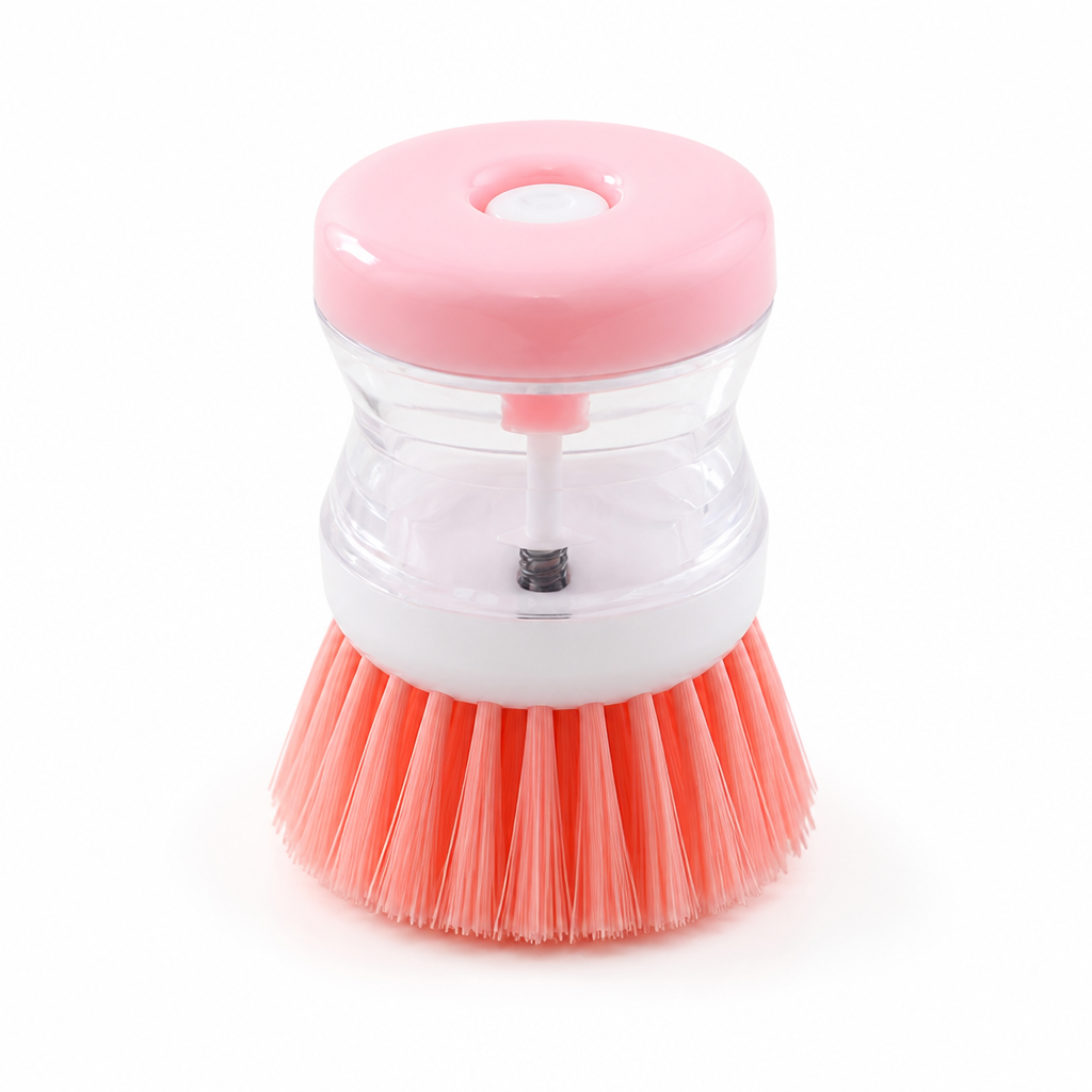 Dish Scrub Brush Refillable Soap Dispenser Ergonomic Grip