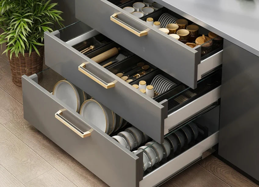 Dish & Utensil Drawer Organizer Adjustable Pull-Out Rust-Resistant Aluminum