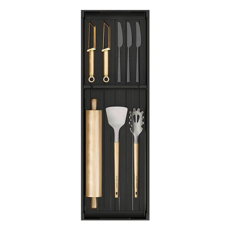 Dish & Utensil Drawer Organizer Adjustable Pull-Out Rust-Resistant Aluminum