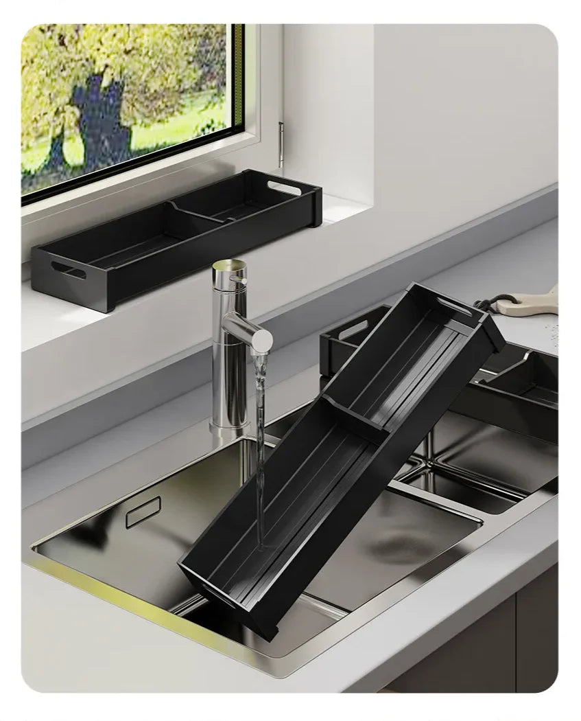 Dish & Utensil Drawer Organizer Adjustable Pull-Out Rust-Resistant Aluminum