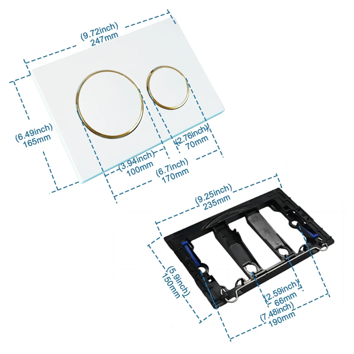 Dual-Flush Wall Plate Water-Saving Stainless-Style Plug And Play