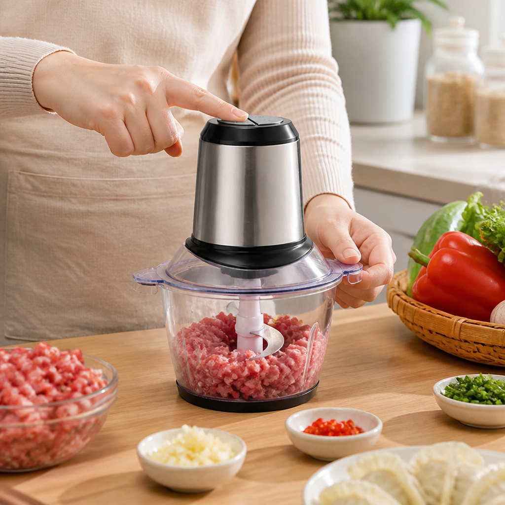 Electric Food Chopper With Stainless Steel Blades