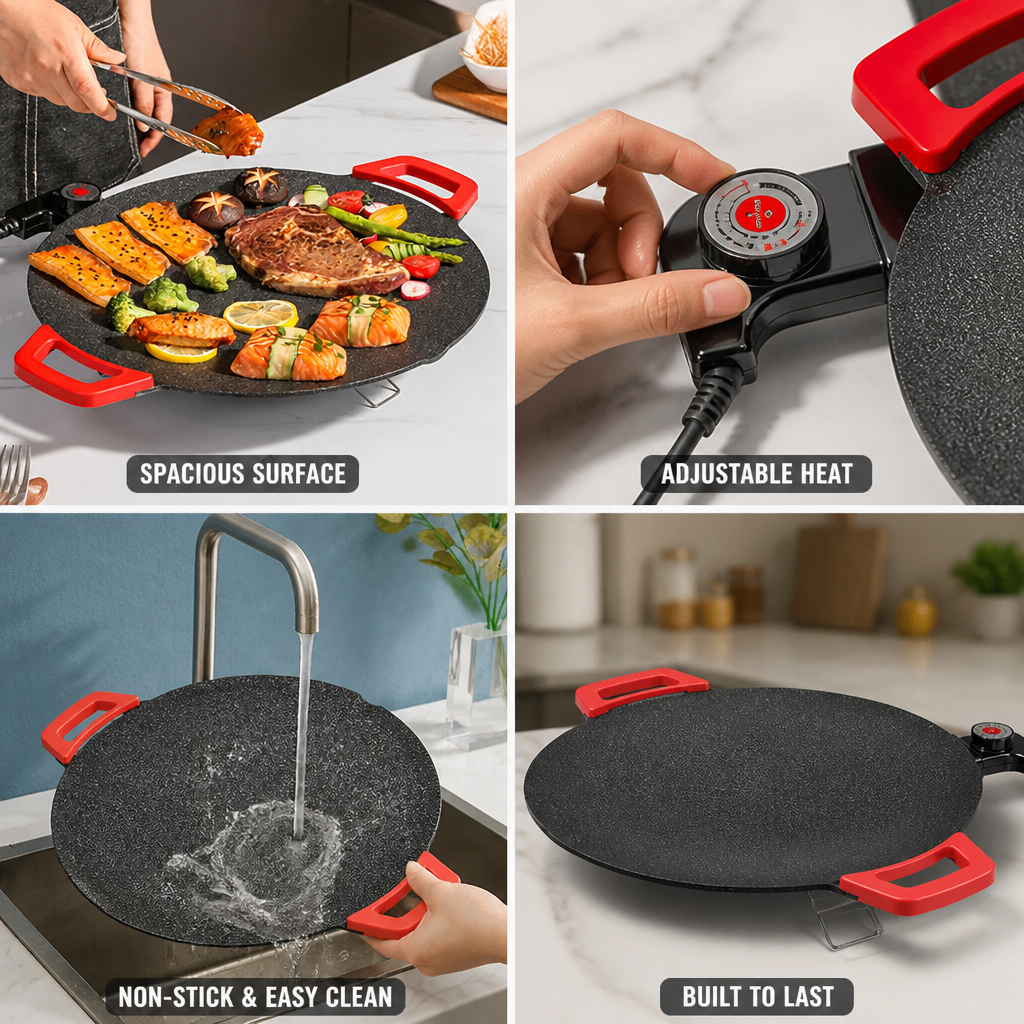 Electric Griddle 15.7 Inch Non-Stick Adjustable Temperature Control
