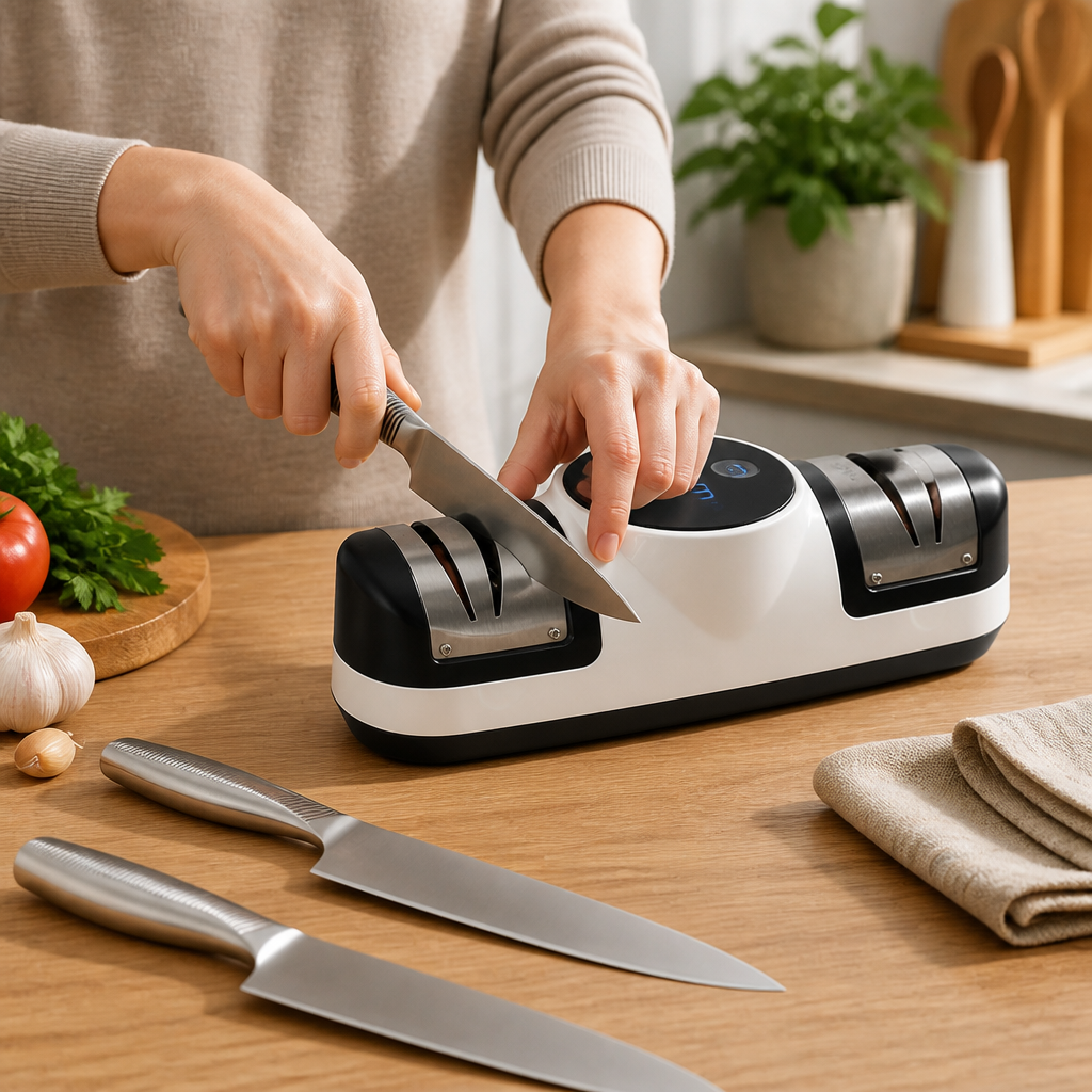 Electric Knife Sharpener Three-Speed LED Rechargeable
