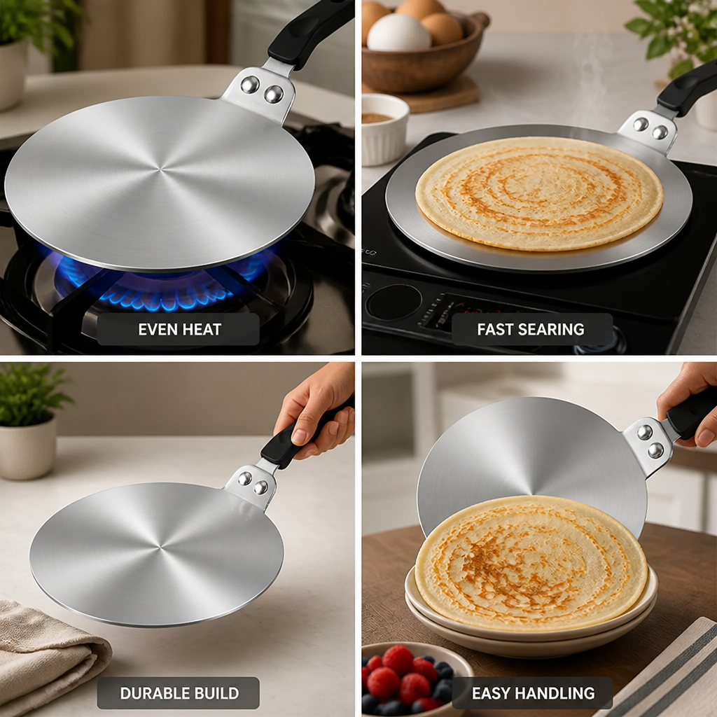 Flat Griddle Pan Stainless Steel Heat Diffuser
