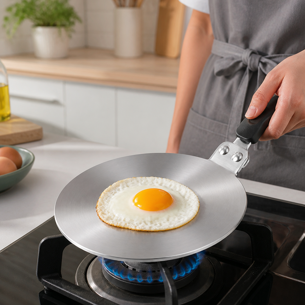 Flat Griddle Pan Stainless Steel Heat-Diffuser Ergonomic Handle