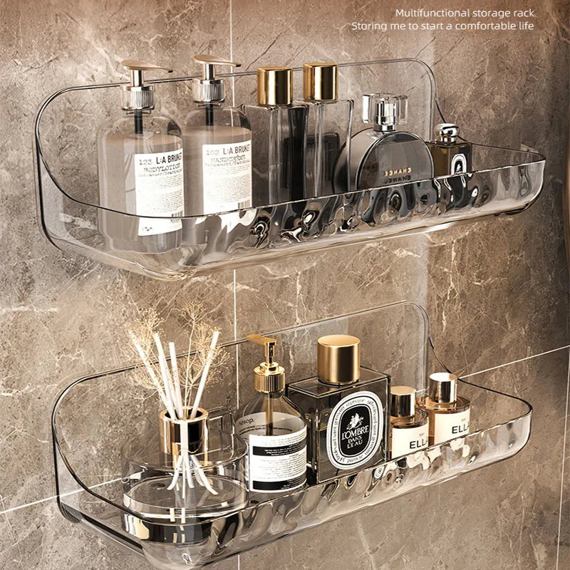 Floating Wall Shelf Transparent Acrylic No-Drill Adhesive