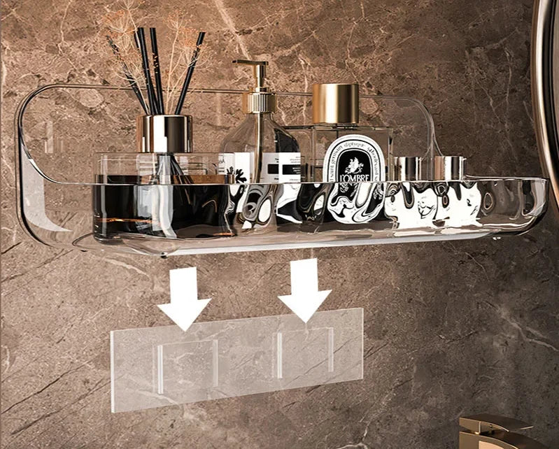 Floating Wall Shelf Transparent Acrylic No-Drill Adhesive