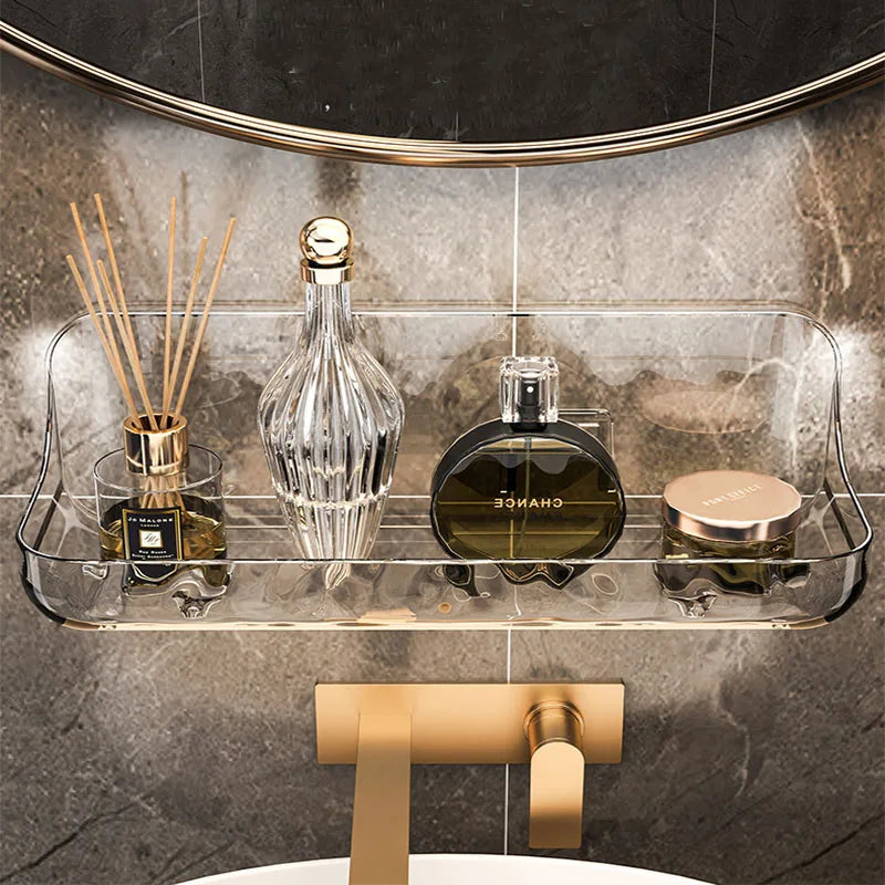 Floating Wall Shelf Transparent Acrylic No-Drill Adhesive