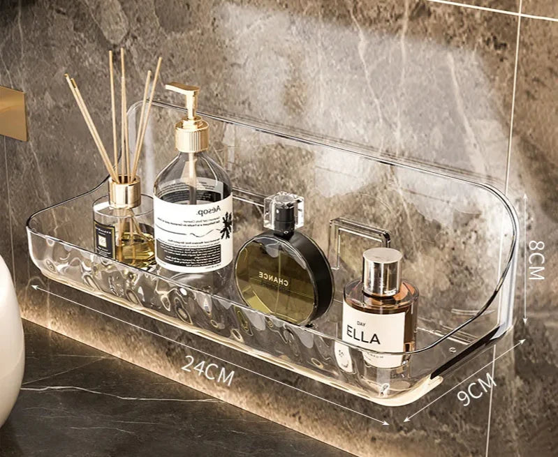 Floating Wall Shelf Transparent Acrylic No-Drill Adhesive