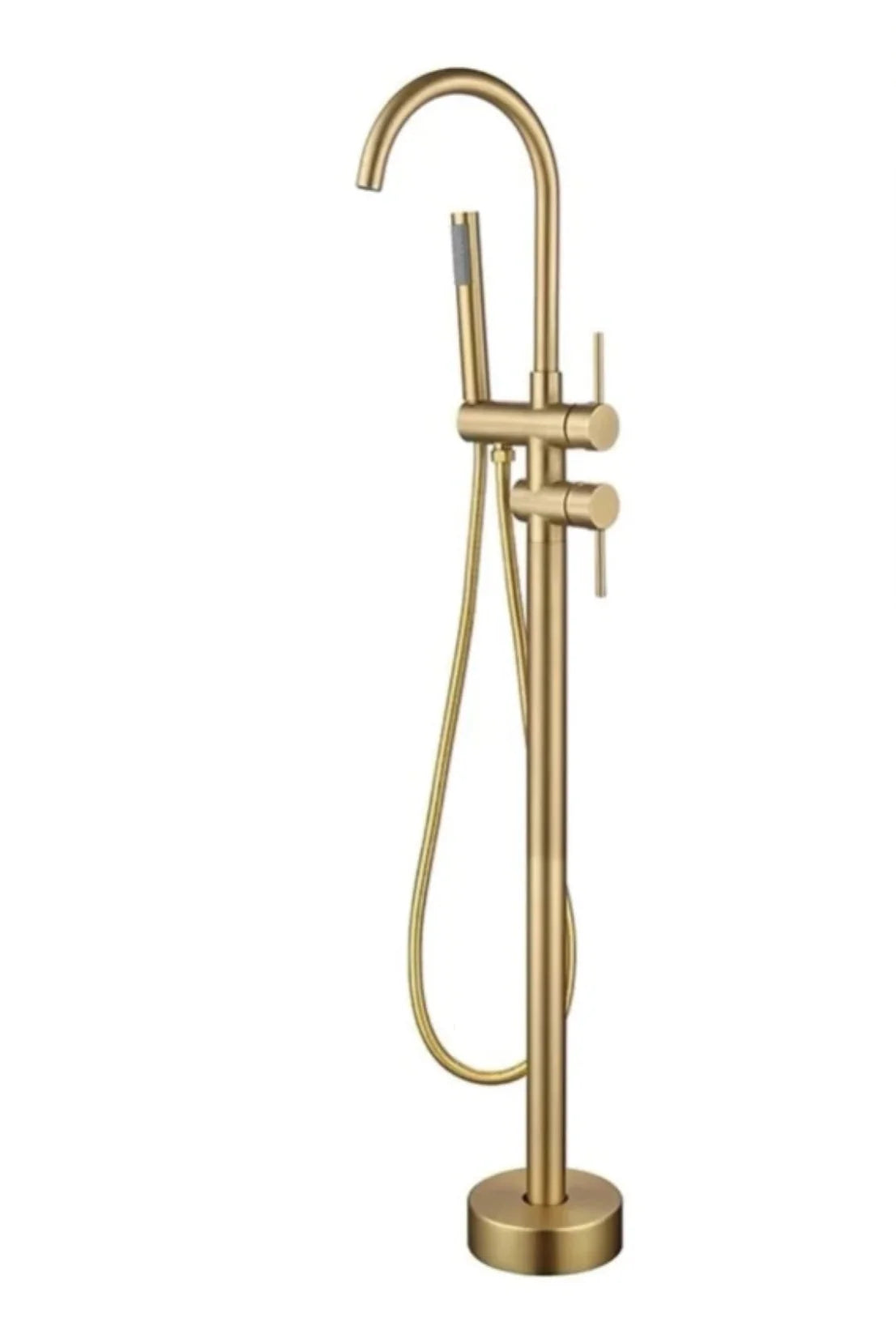 Floor-Mounted Faucet Solid Brass Dual-Handle & Hand Shower