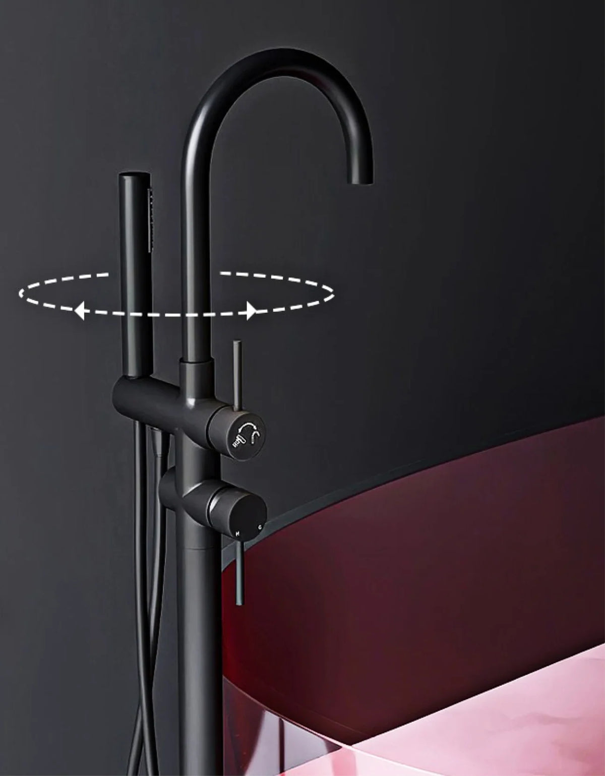 Floor-Mounted Faucet Solid Brass Dual-Handle & Hand Shower