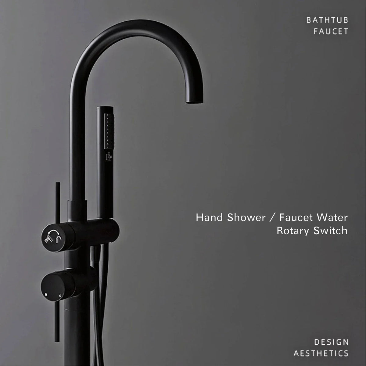 Floor-Mounted Faucet Solid Brass Dual-Handle & Hand Shower