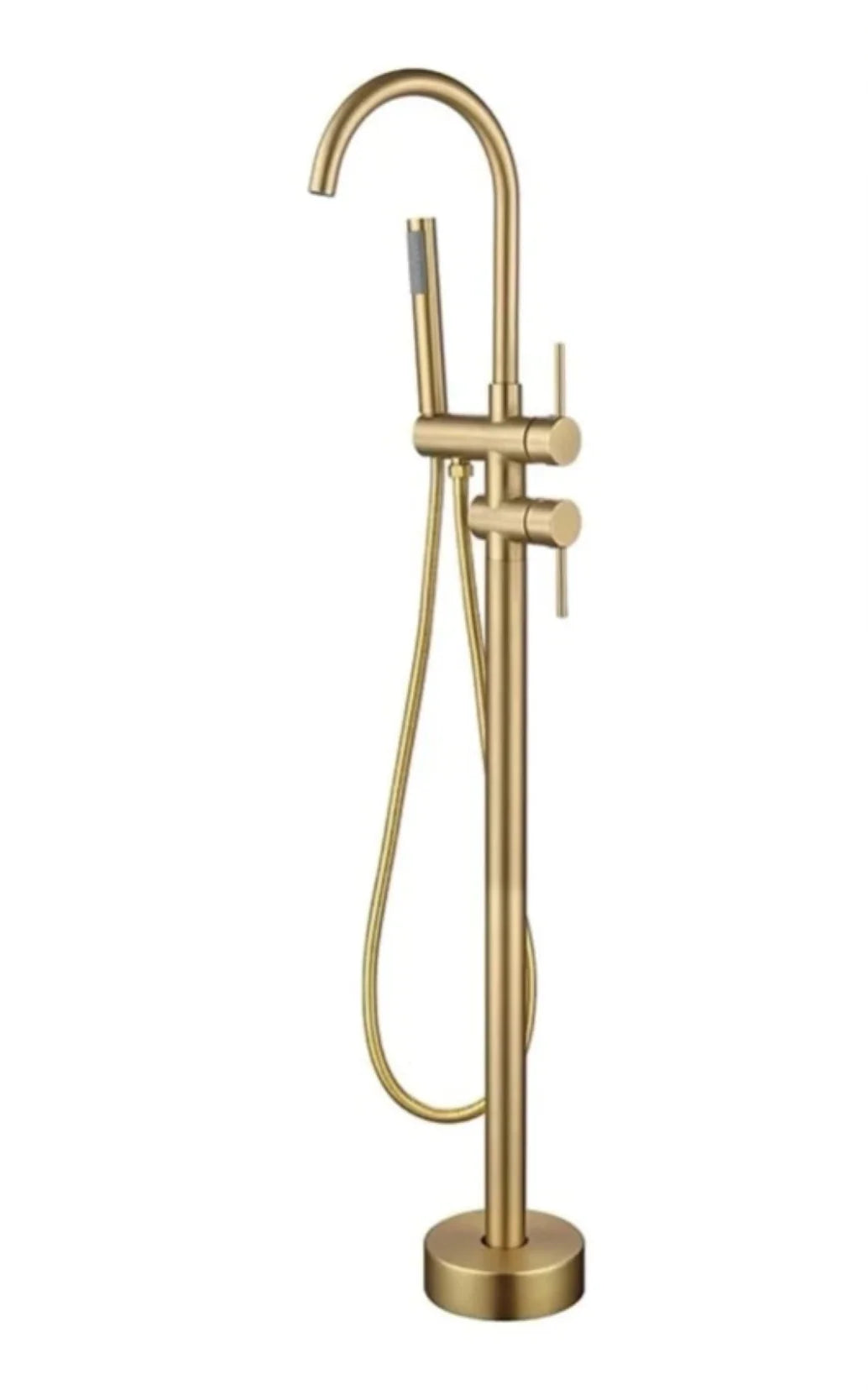 Floor-Mounted Faucet Solid Brass Dual-Handle & Hand Shower