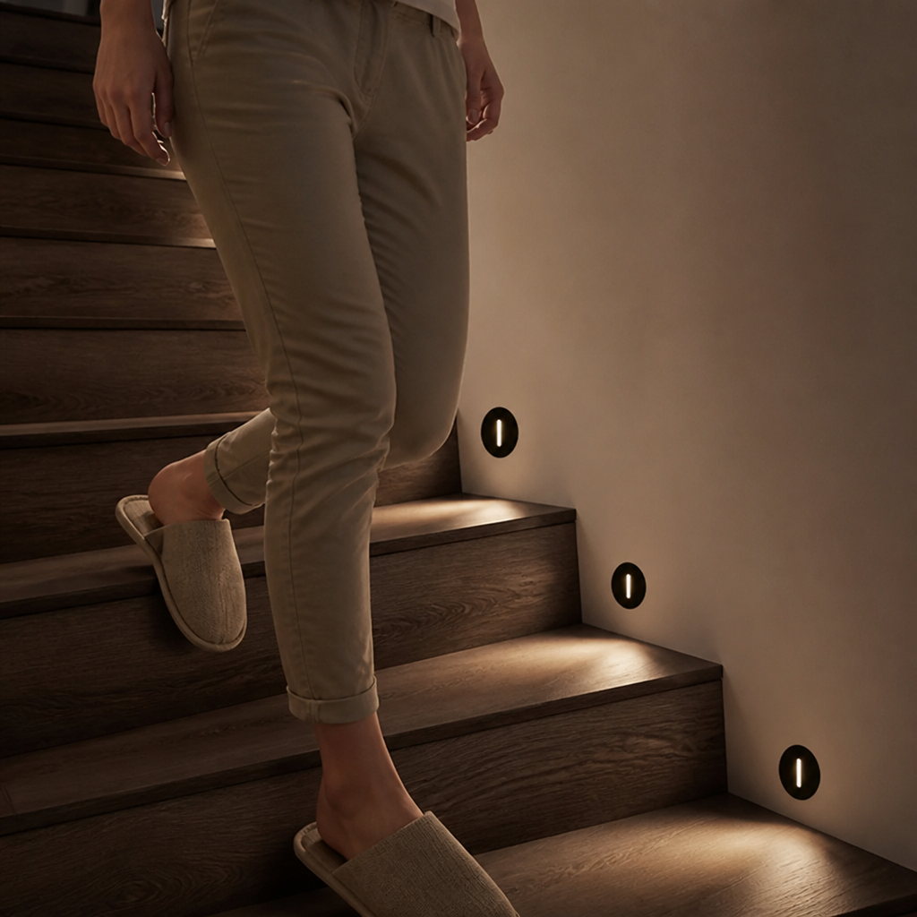 Flush-Mounted LED Motion Sensor Stair Light