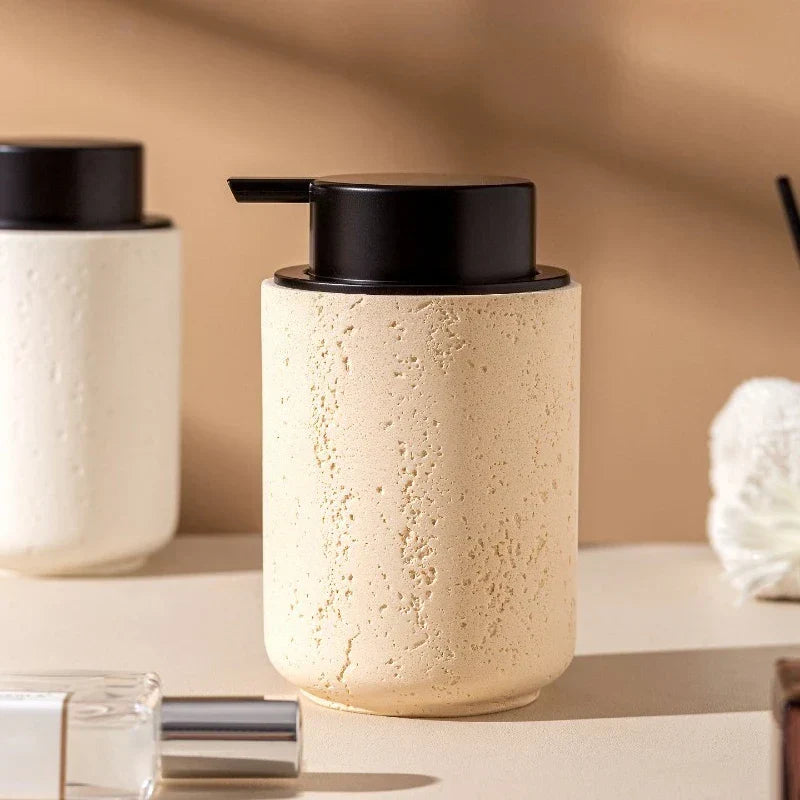 Foaming Soap Dispenser Travertine Look Refillable & Antimicrobial
