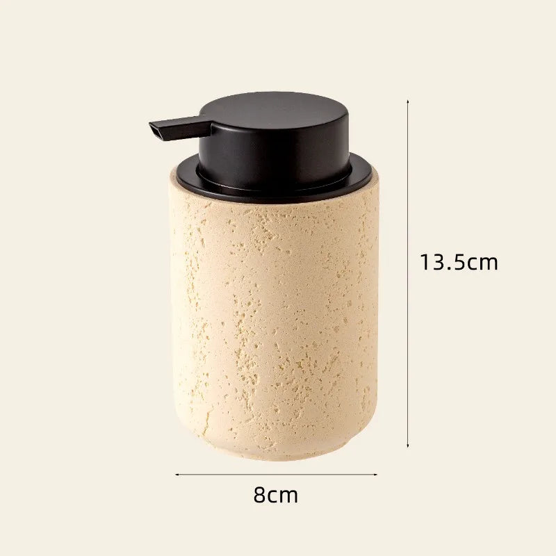 Foaming Soap Dispenser Travertine Look Refillable & Antimicrobial