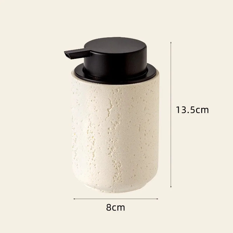 Foaming Soap Dispenser Travertine Look Refillable & Antimicrobial