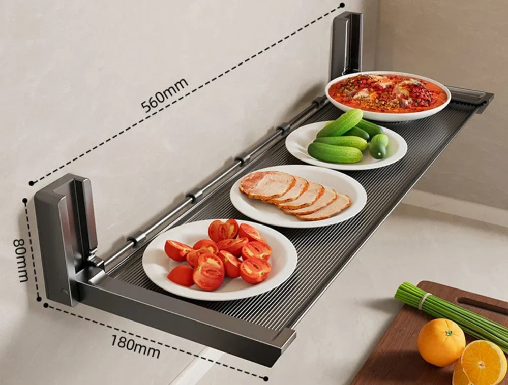 Foldable Spice Rack Self-Adhesive No-Drill Utensil Tray & Hooks