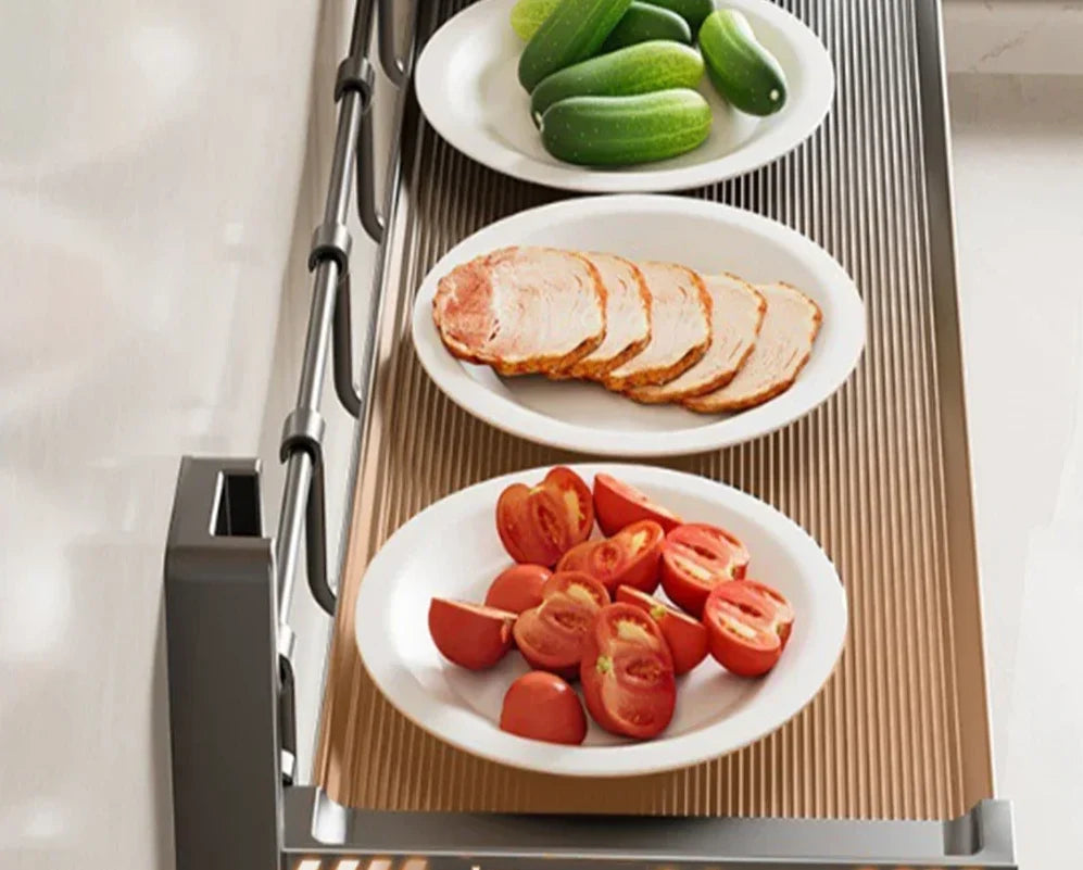 Foldable Spice Rack Self-Adhesive No-Drill Utensil Tray & Hooks