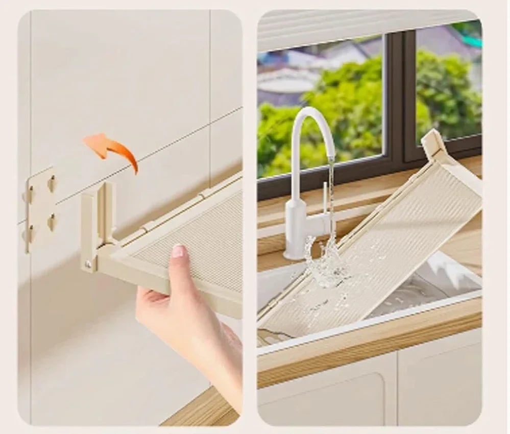 Foldable Spice Rack Self-Adhesive No-Drill Utensil Tray & Hooks