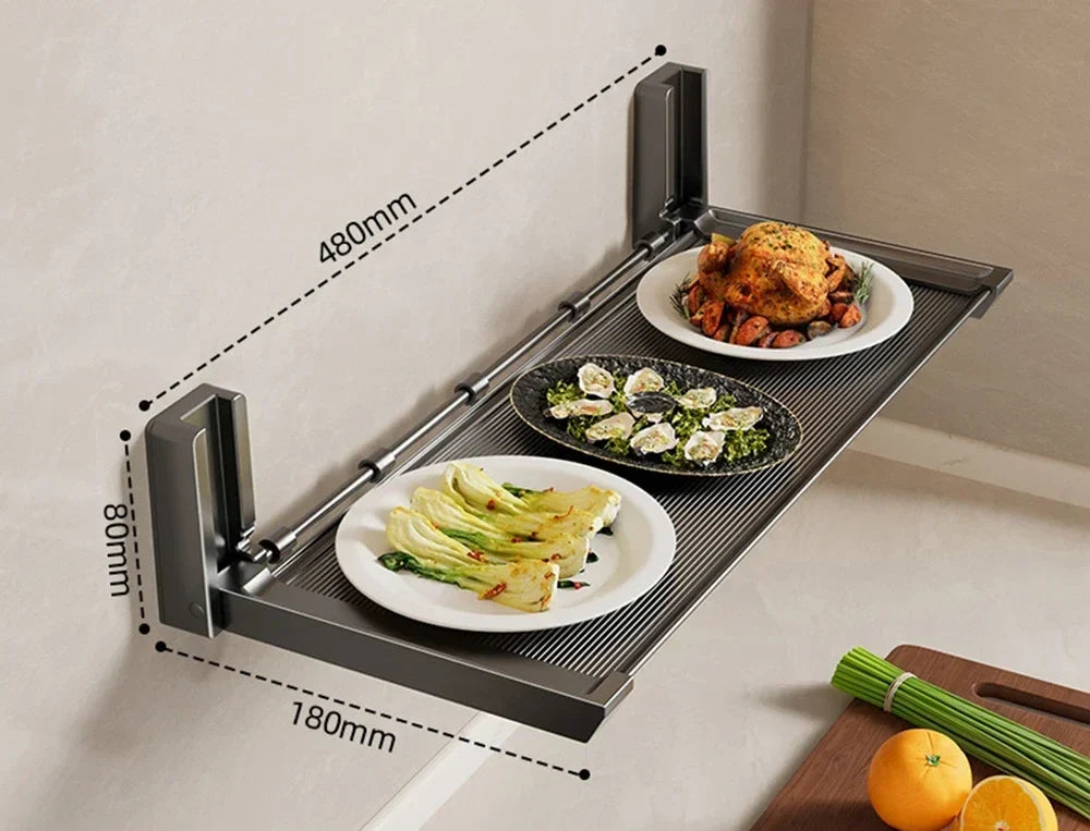 Foldable Spice Rack Self-Adhesive No-Drill Utensil Tray & Hooks