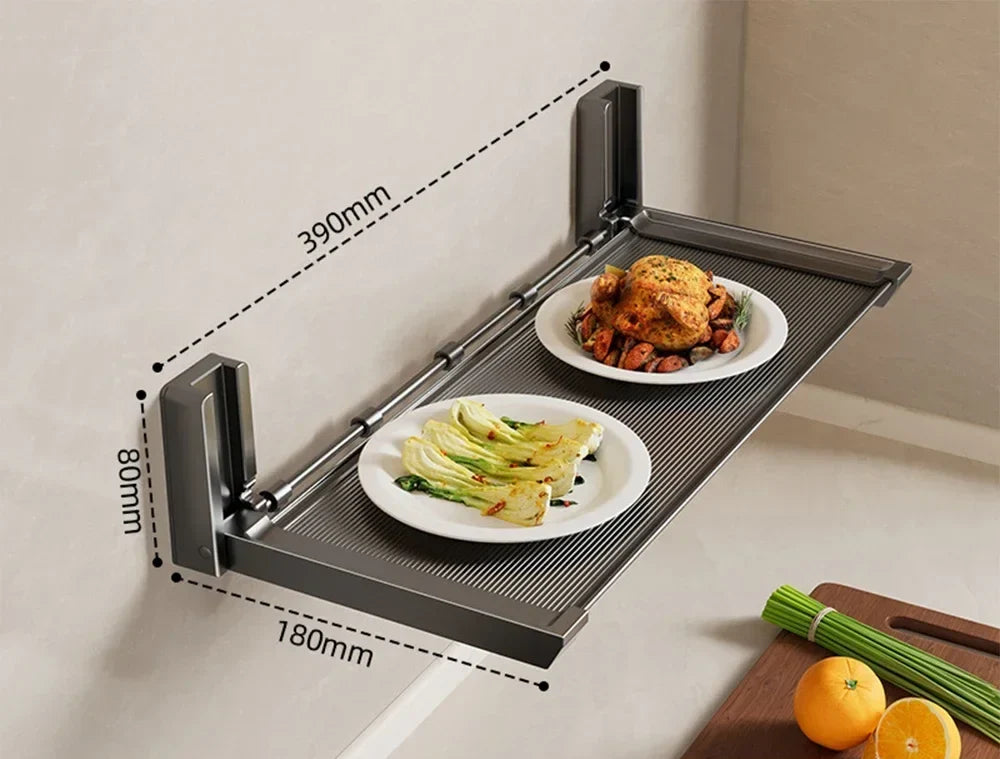 Foldable Spice Rack Self-Adhesive No-Drill Utensil Tray & Hooks