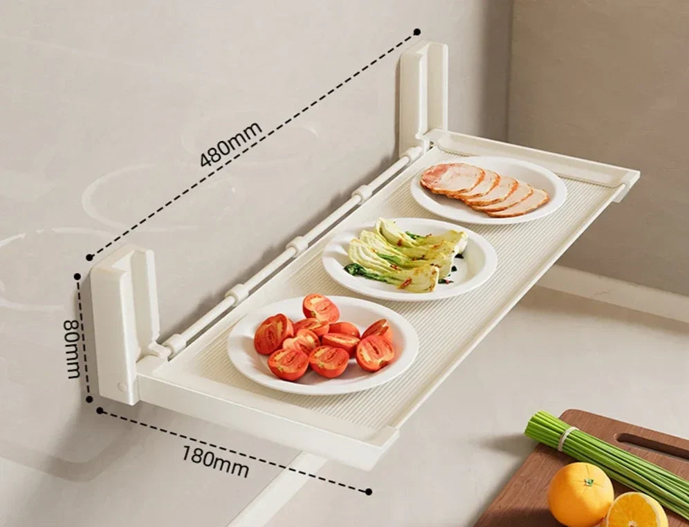 Foldable Spice Rack Self-Adhesive No-Drill Utensil Tray & Hooks