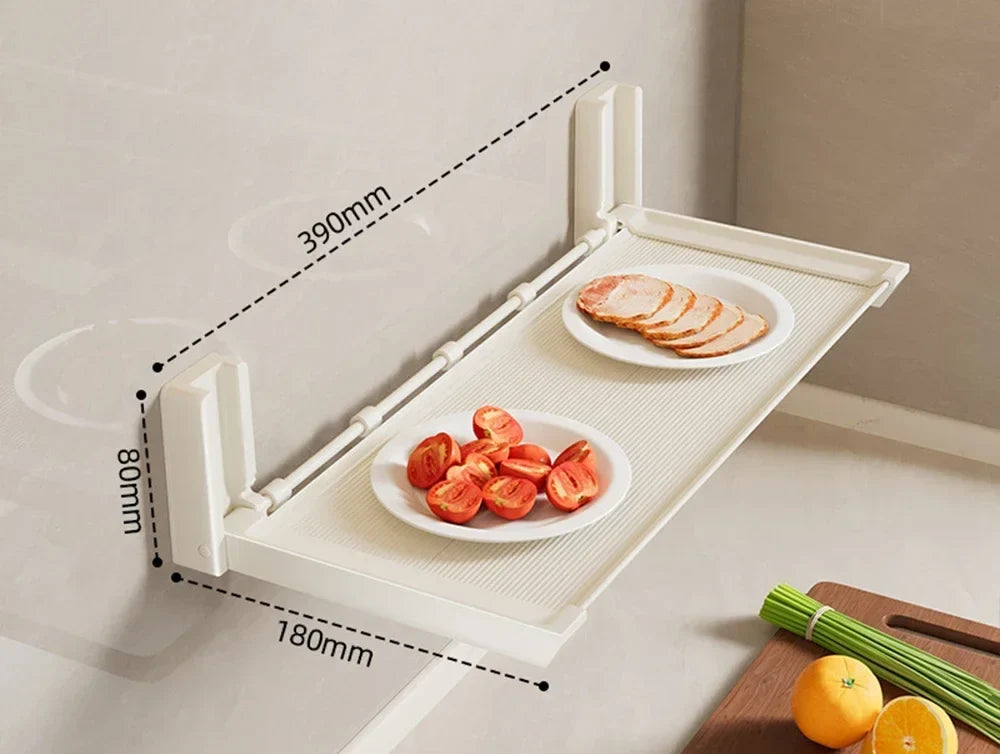 Foldable Spice Rack Self-Adhesive No-Drill Utensil Tray & Hooks